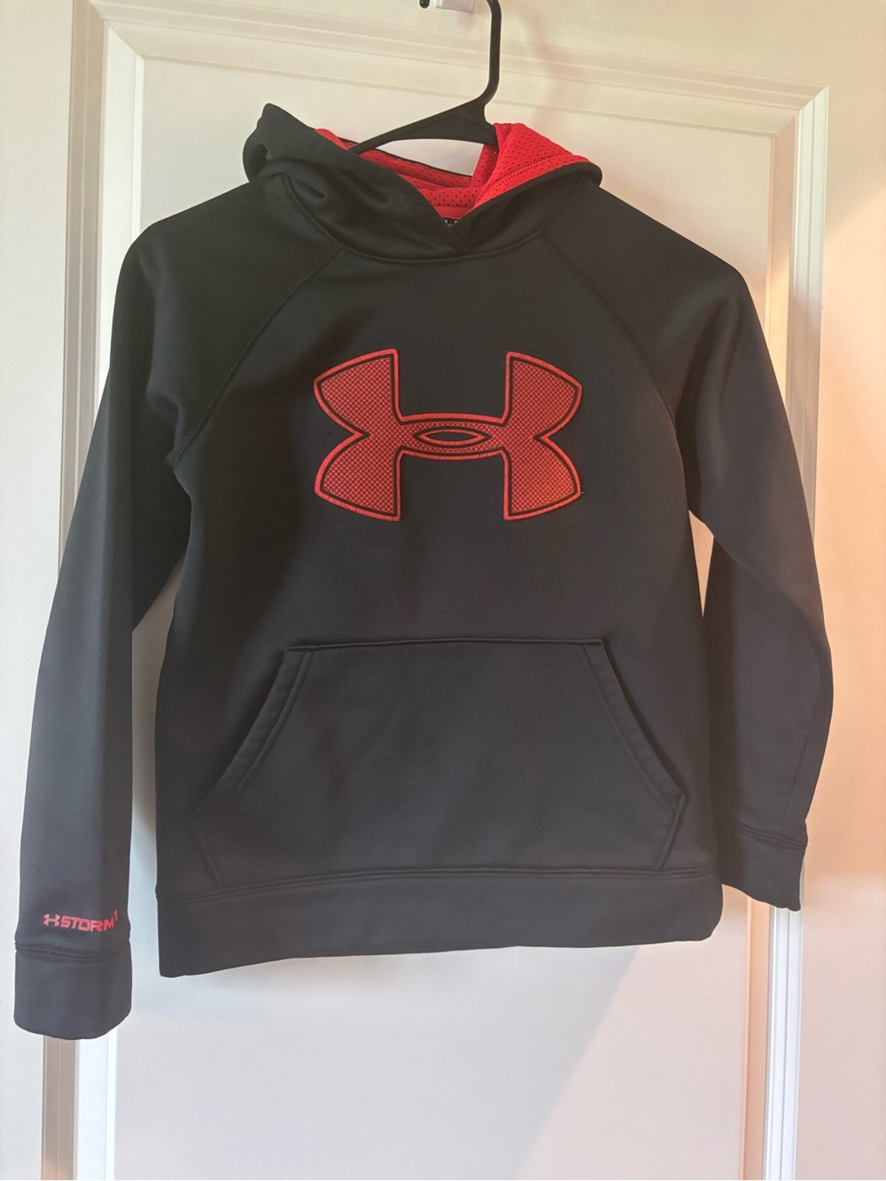 Under Armour Black Hoodie with Red Logo & Lined Hood